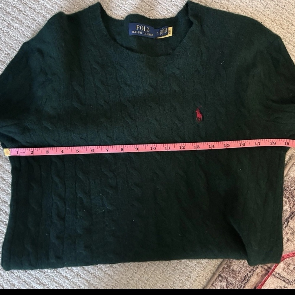 Polo Ralph Lauren Women’s Sweater Wool & Cashmere Large Dark Green Cable Knit - Picture 9 of 9